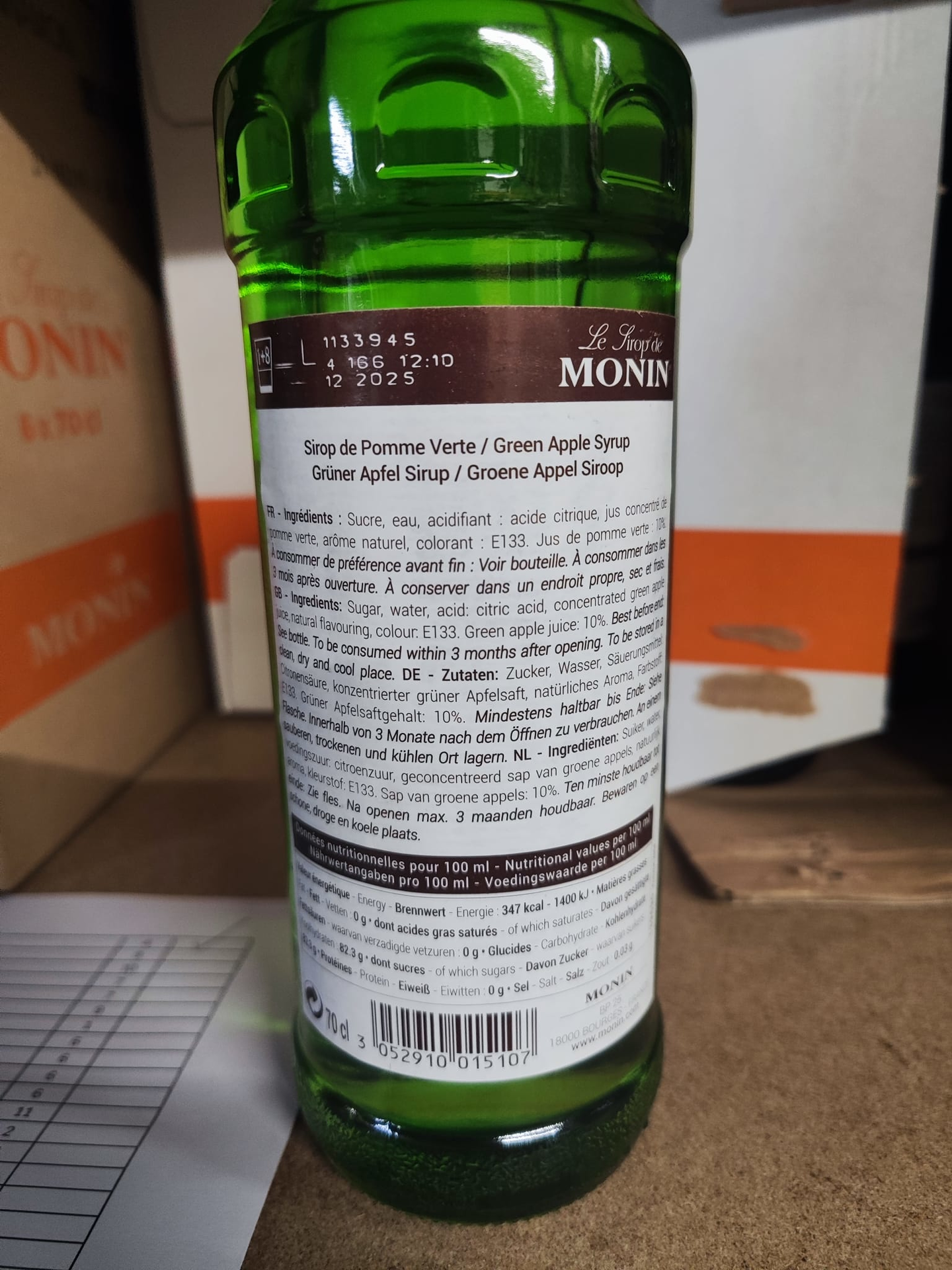 Monin Grüner Apfel Rückenetikett