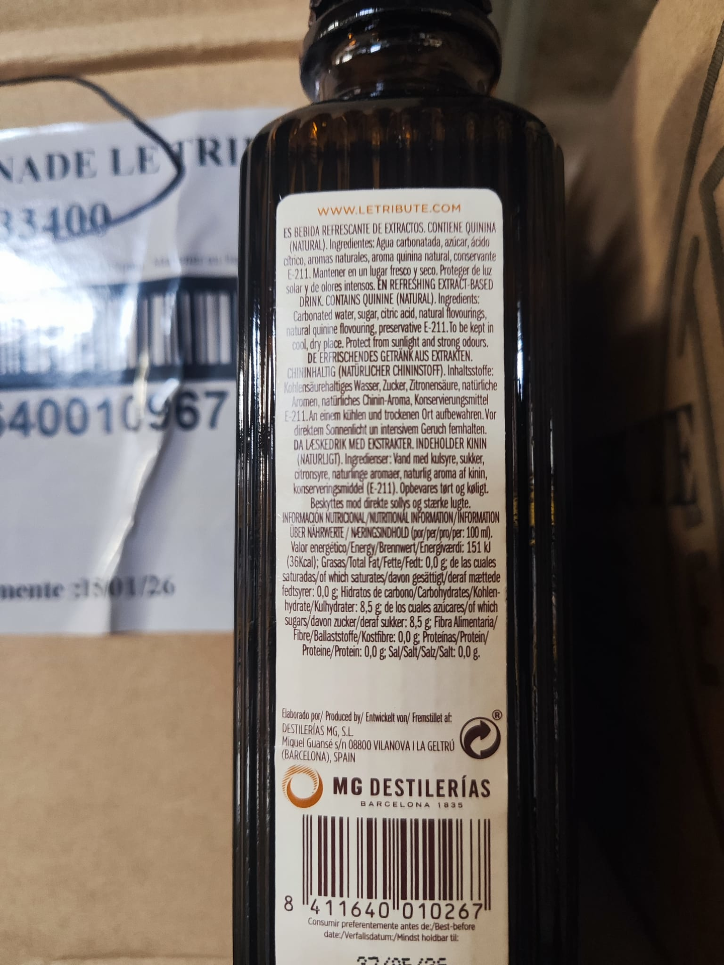 Le Tribute Tonic Water Rückenetikett