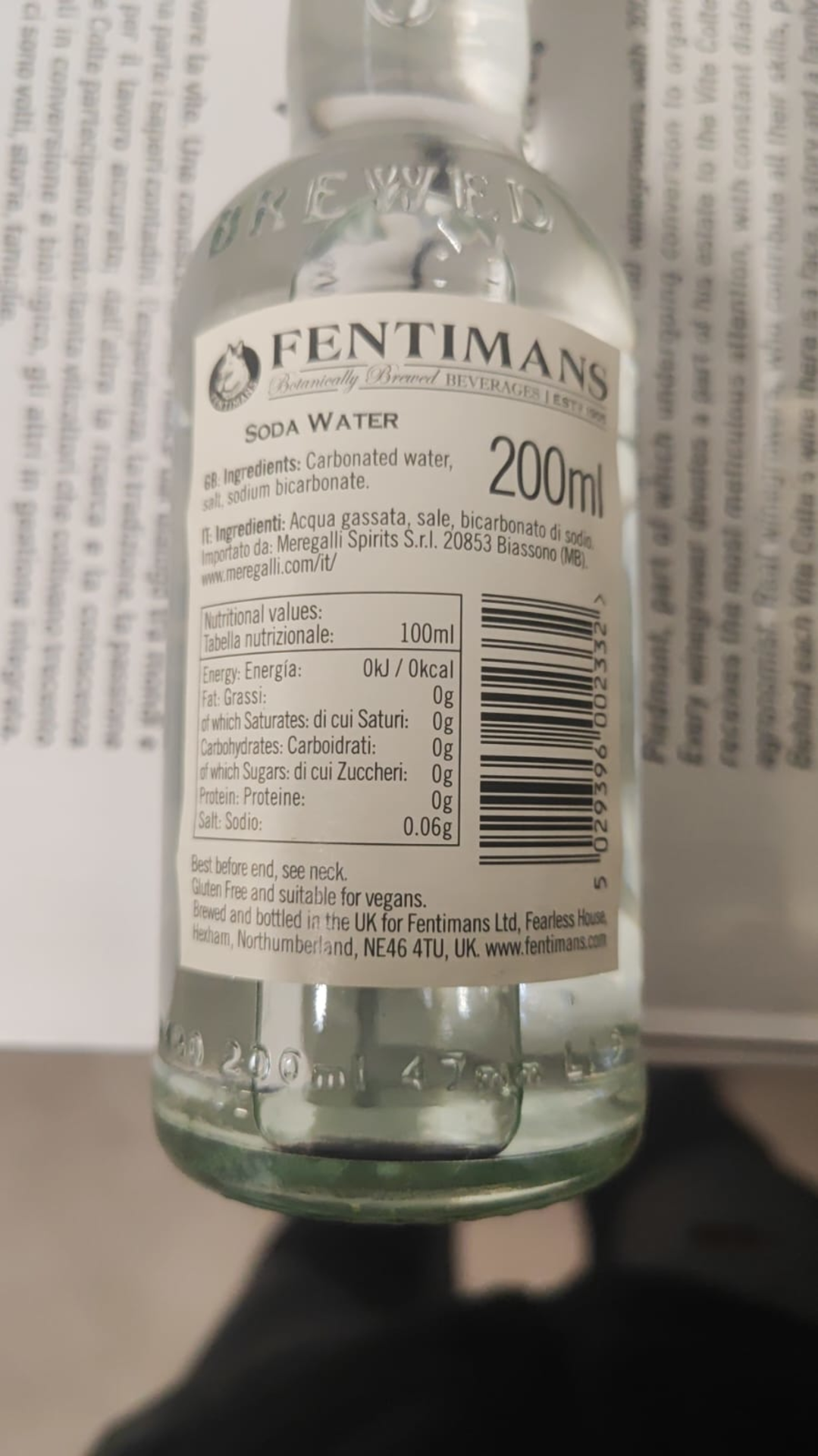 Fentimans Soda Water Rückenetikett