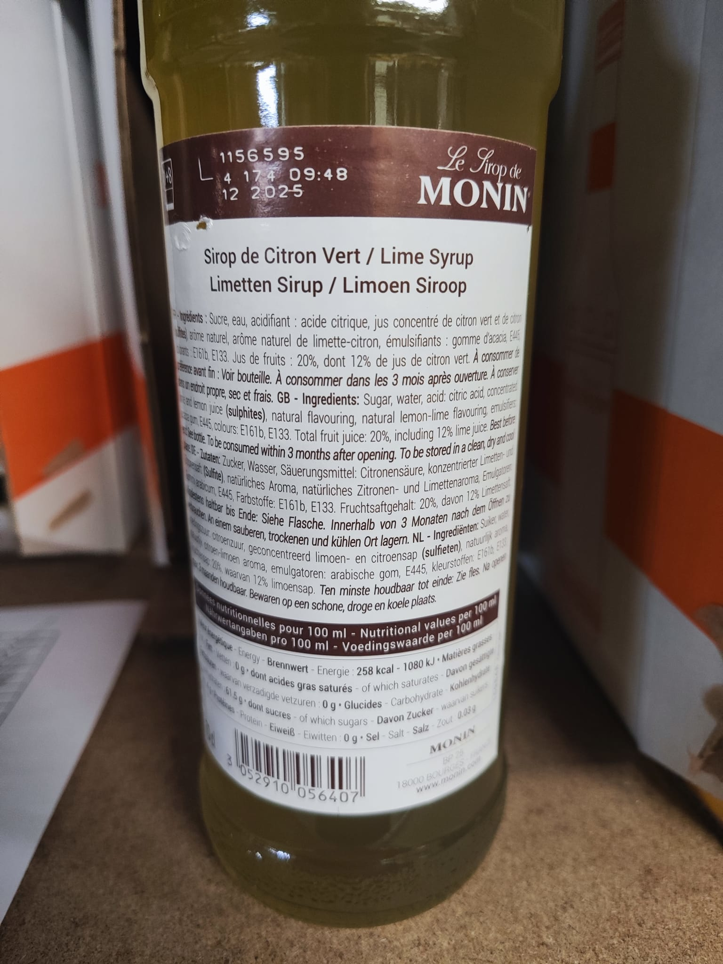 Monin Zitrone Rückenetikett