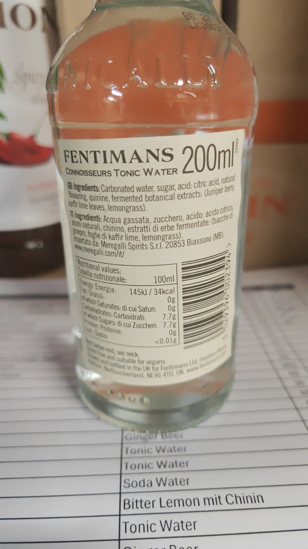 Fentimans Connoisseurs Tonic Rückenetikett