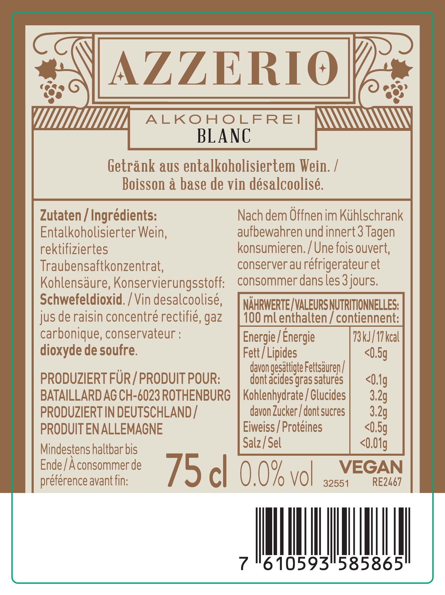 Still Blanc 0.0% – Vegan Rückenetikett