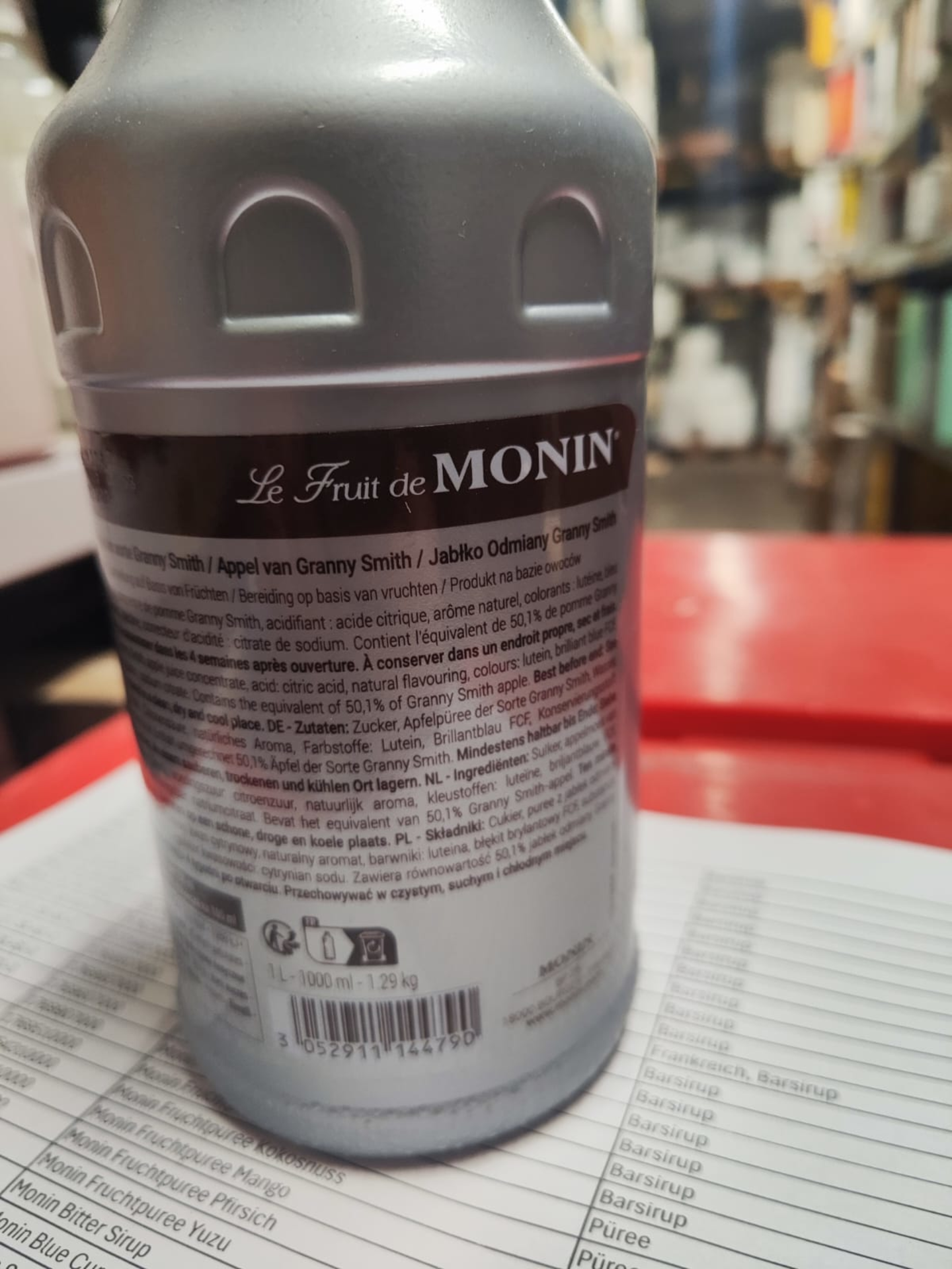 Monin Fruchtpuree Apfel Rückenetikett