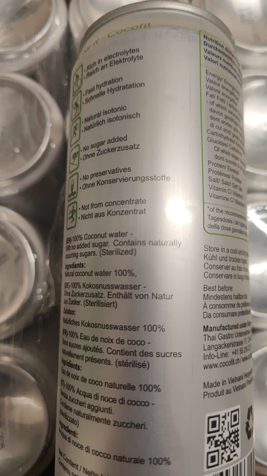 Cocofit Coco Pure Dose Rückenetikett