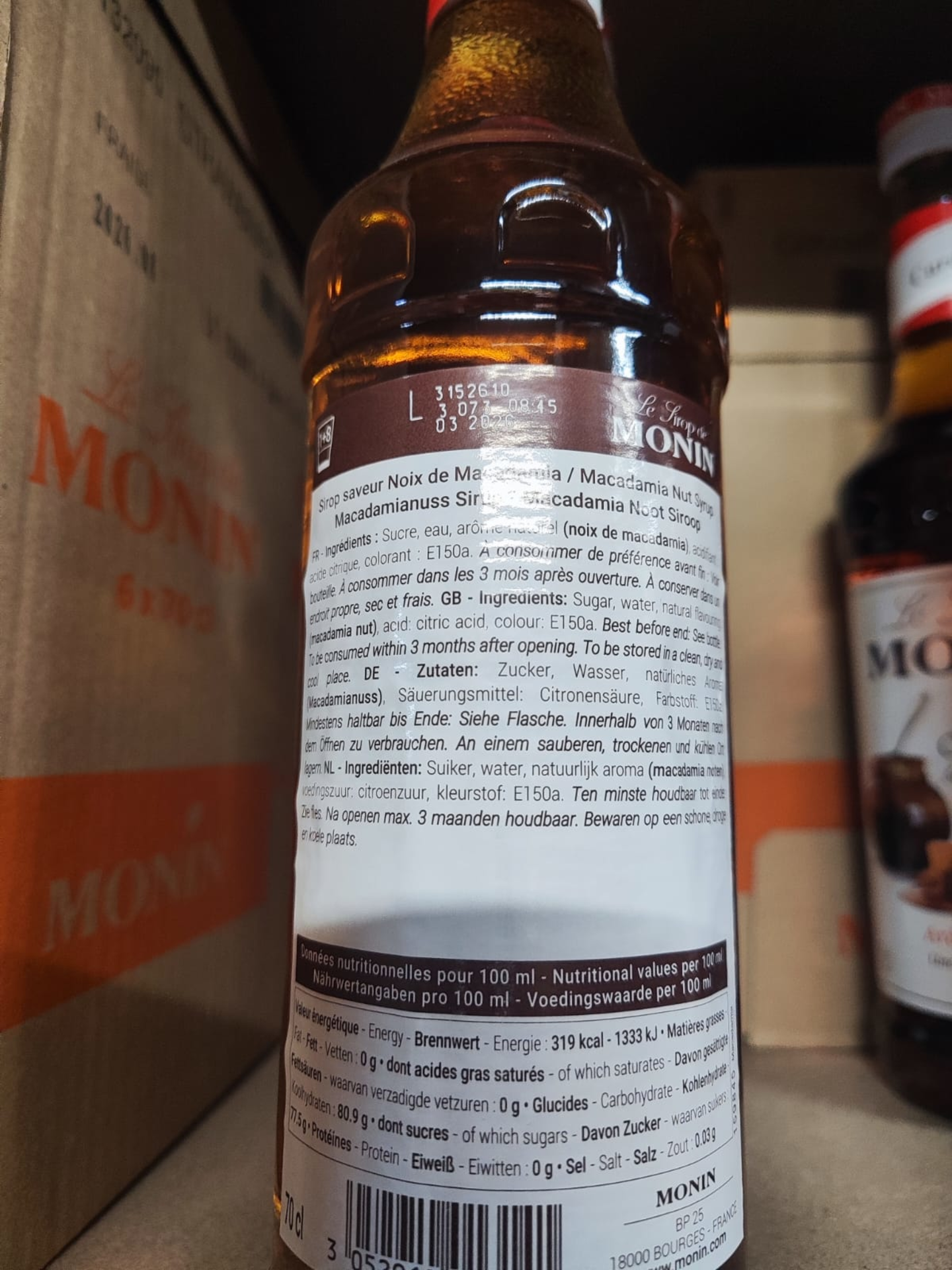 Monin Macadamia Rückenetikett