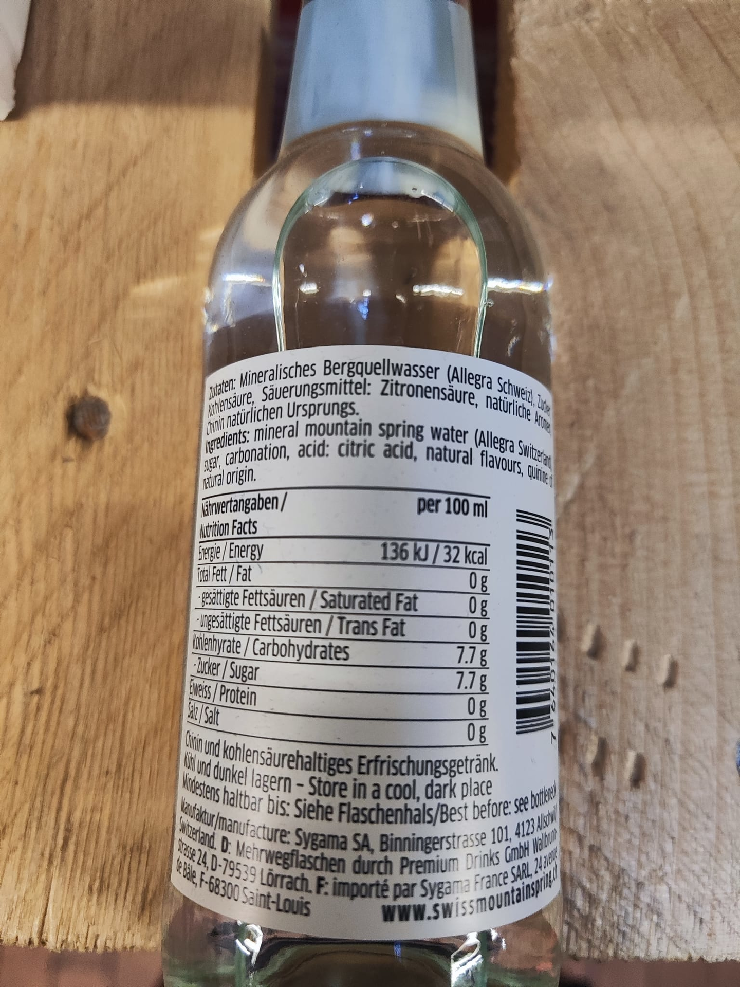 Swiss Mountain Spring Dry Tonic 20cl Rückenetikett