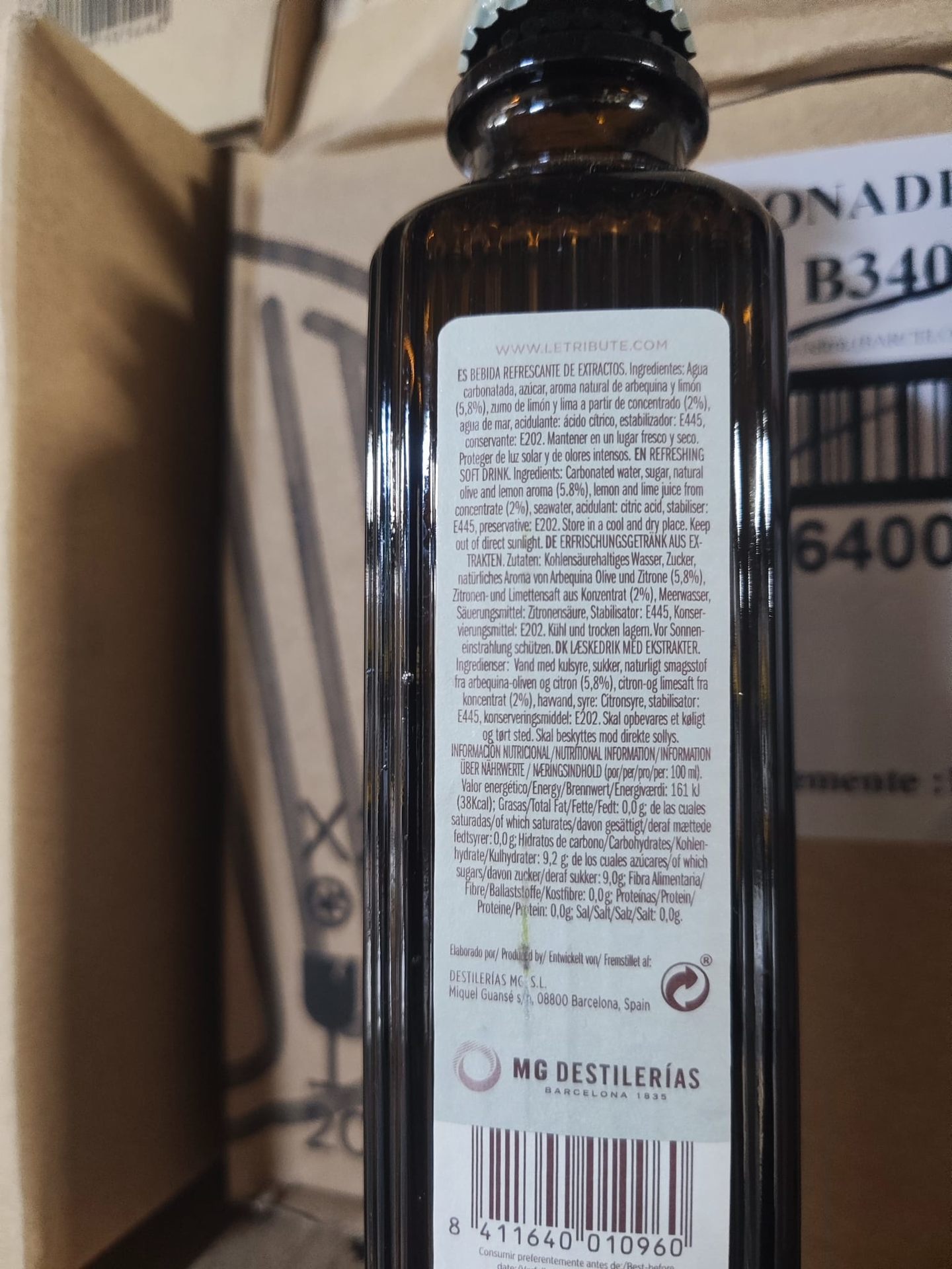 Le Tribute Olive Lemonade Rückenetikett