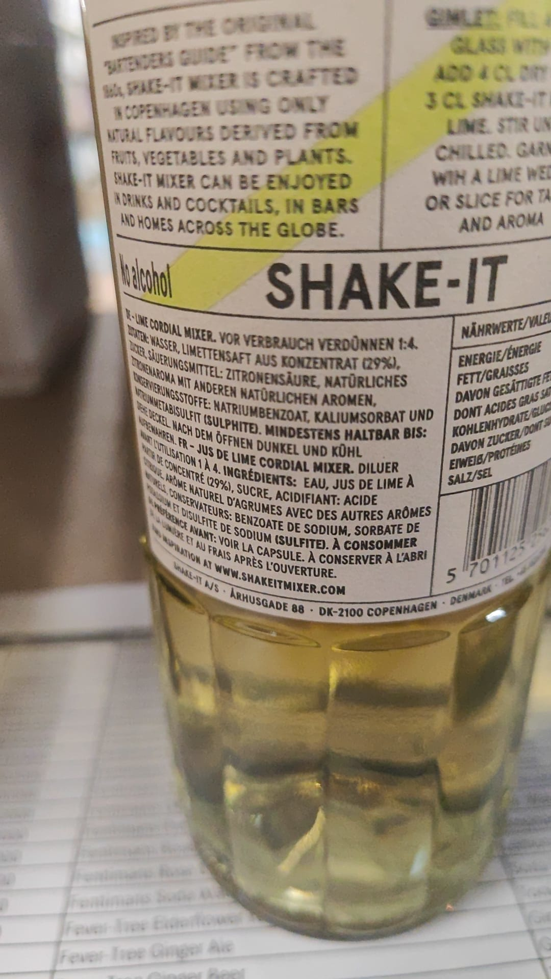 Cordial Lime Juice Shake-It No. 01 Rückenetikett