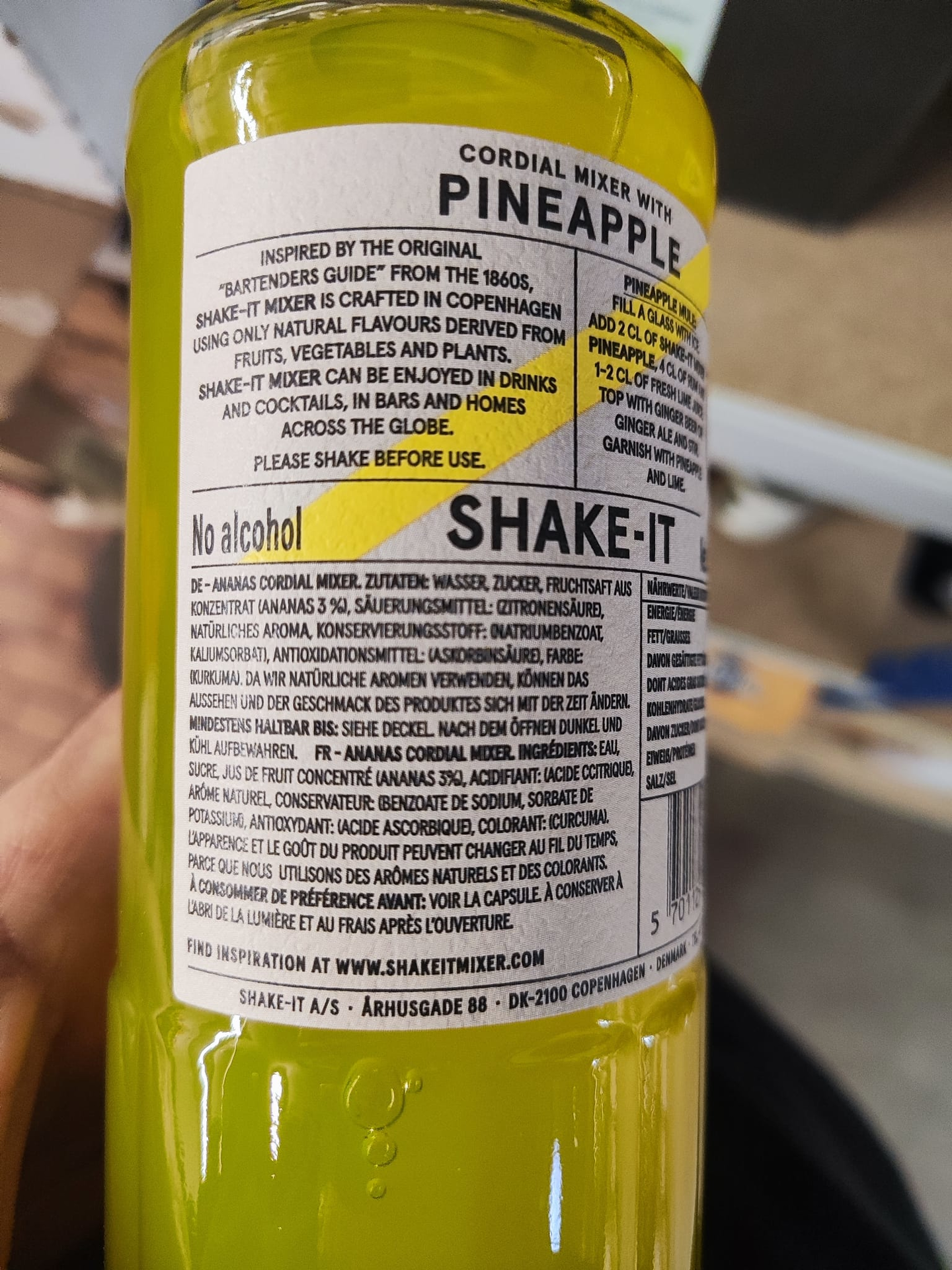 Shake-It Pineapple Cordial Mixer Rückenetikett